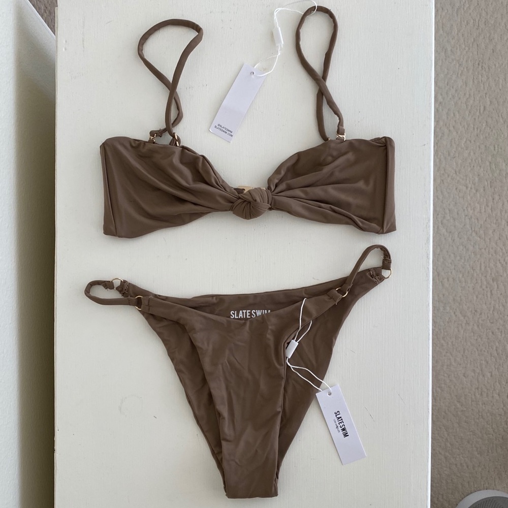 Slate swim bikini in toast
